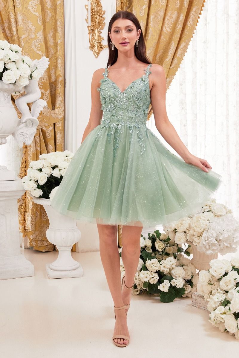Short Beaded Sleeveless Homecoming Cocktail Dress LaDivine 9245 - Image 6