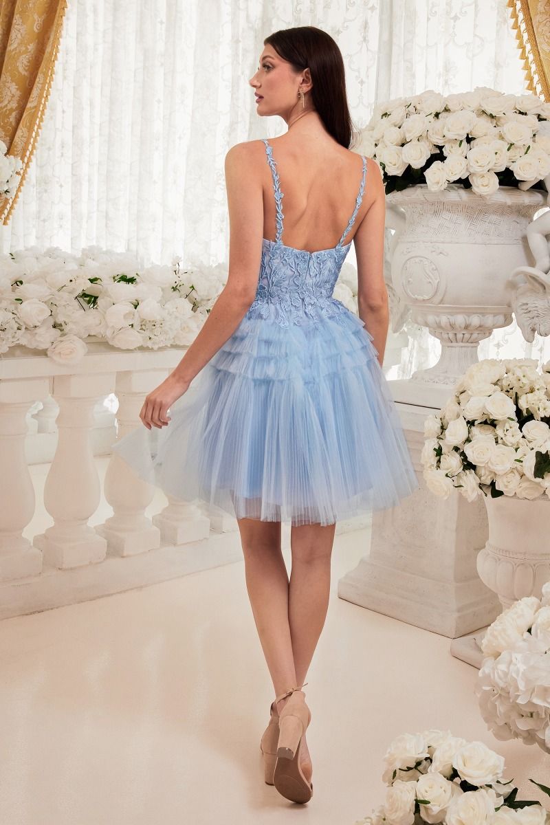 Homecoming Short Pleated A-Line Cocktail Dress LaDivine 9310 - Image 2