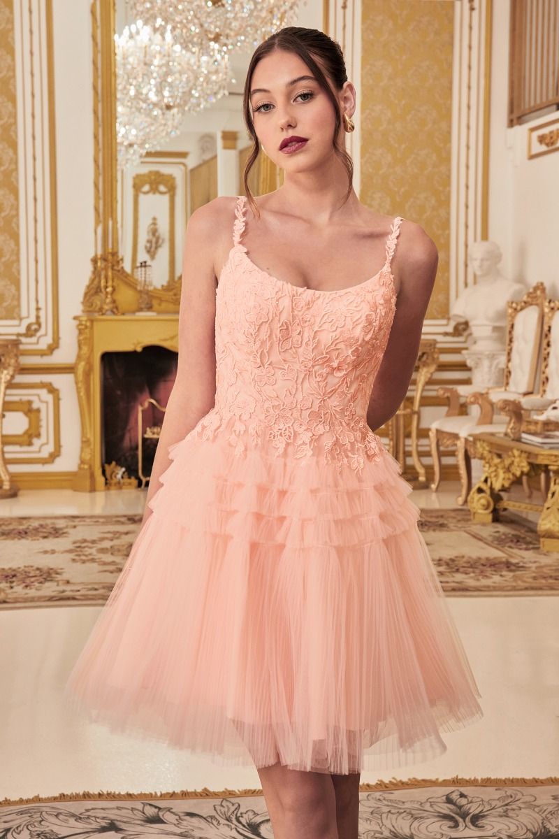 Homecoming Short Pleated A-Line Cocktail Dress LaDivine 9310 - Image 5