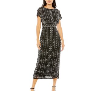Formal Cap Sleeve Midi Length Dress Cap Sleeves Mac Duggal 93649