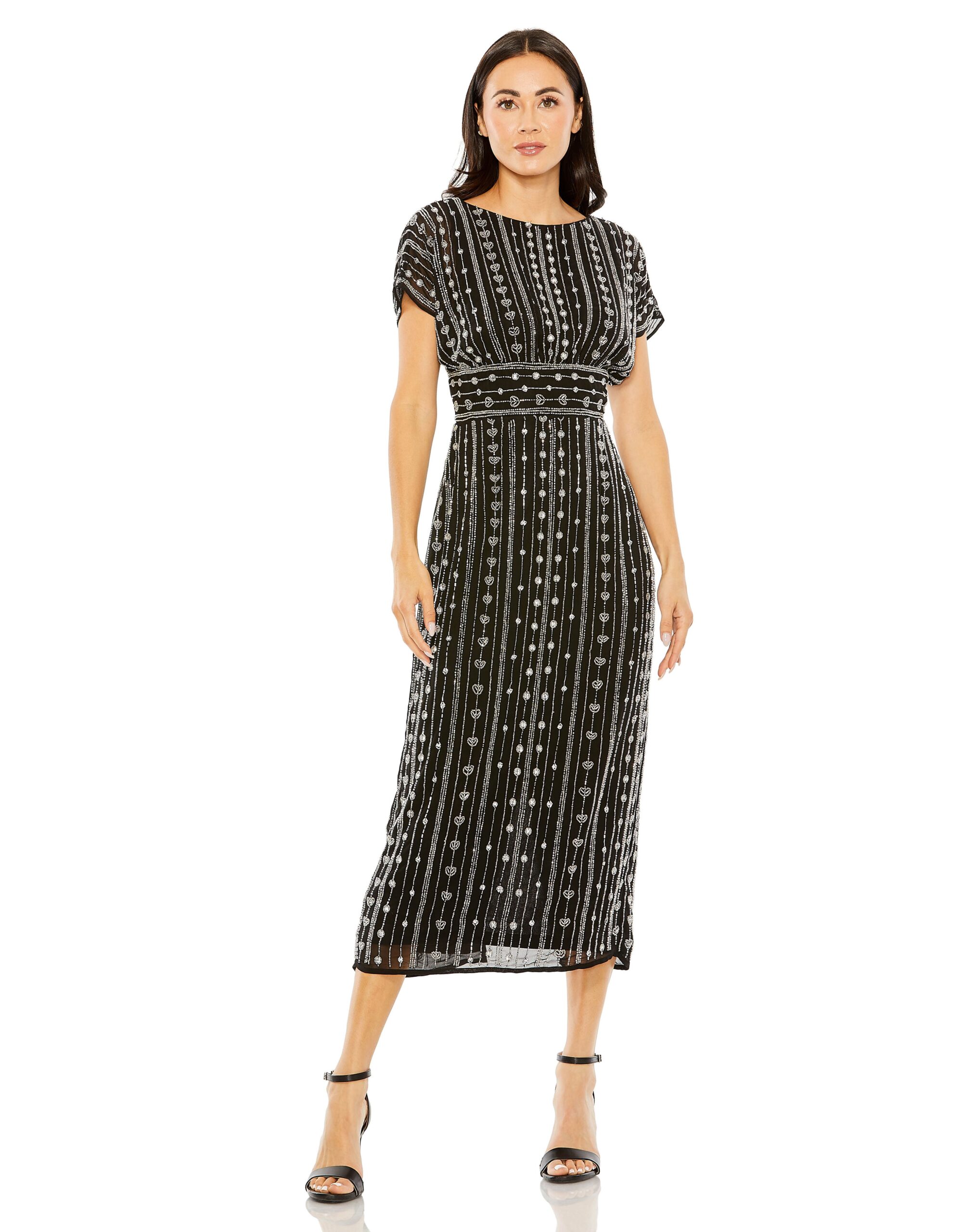 Formal Cap Sleeve Midi Length Dress Cap Sleeves Mac Duggal 93649