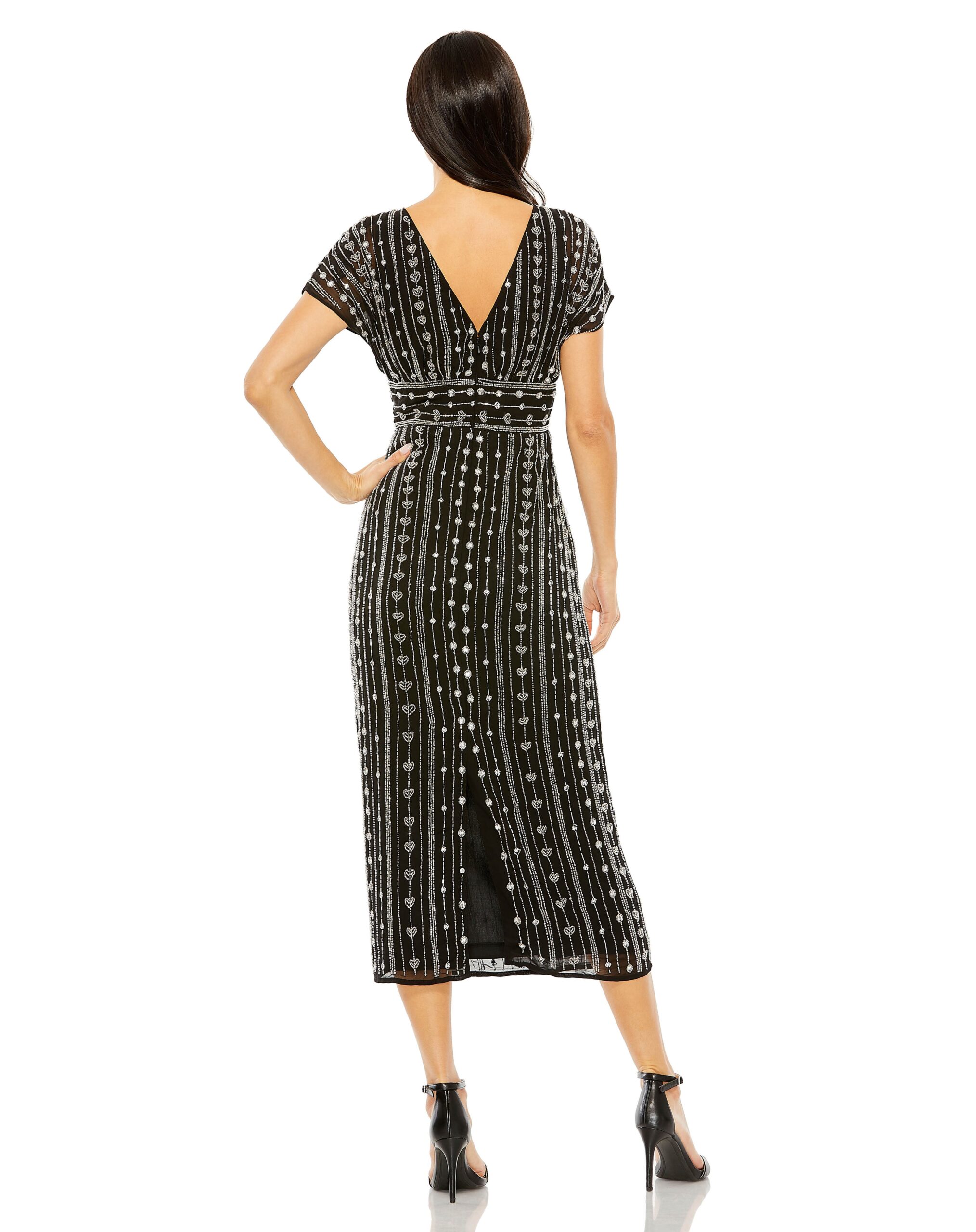 Formal Cap Sleeve Midi Length Dress Cap Sleeves Mac Duggal 93649 - Image 2