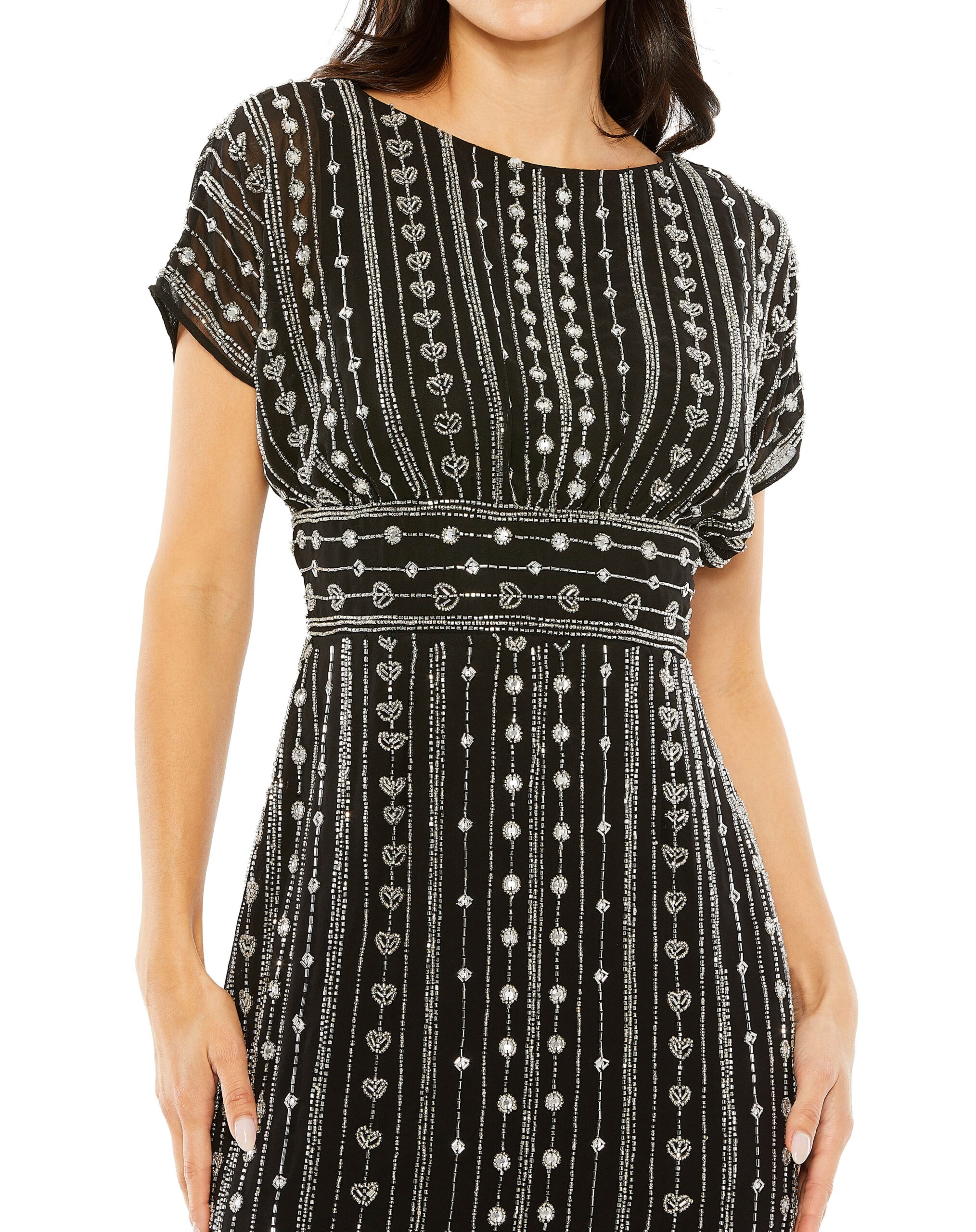 Formal Cap Sleeve Midi Length Dress Cap Sleeves Mac Duggal 93649 - Image 3