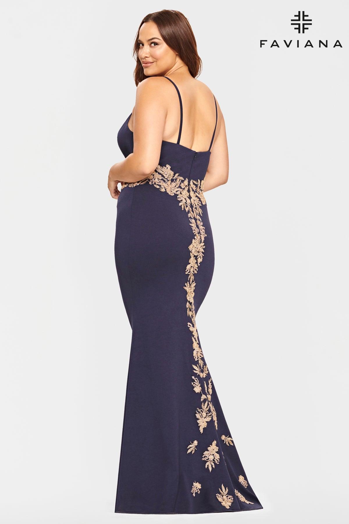 Faviana 9540 Long Plus Size Fitted Prom Dress - Image 2