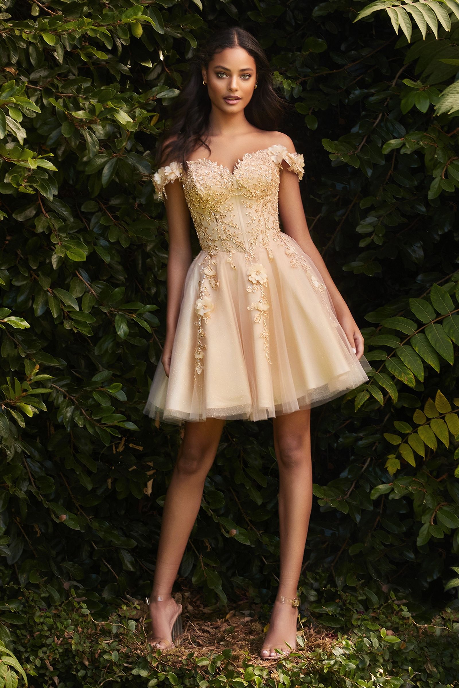 Off Shoulder Short A-Line Homecoming Cocktail Dress by LaDivine CD0194
