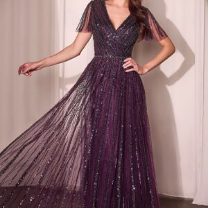 Long Beaded A-Line Formal Dress by LaDivine CD0241