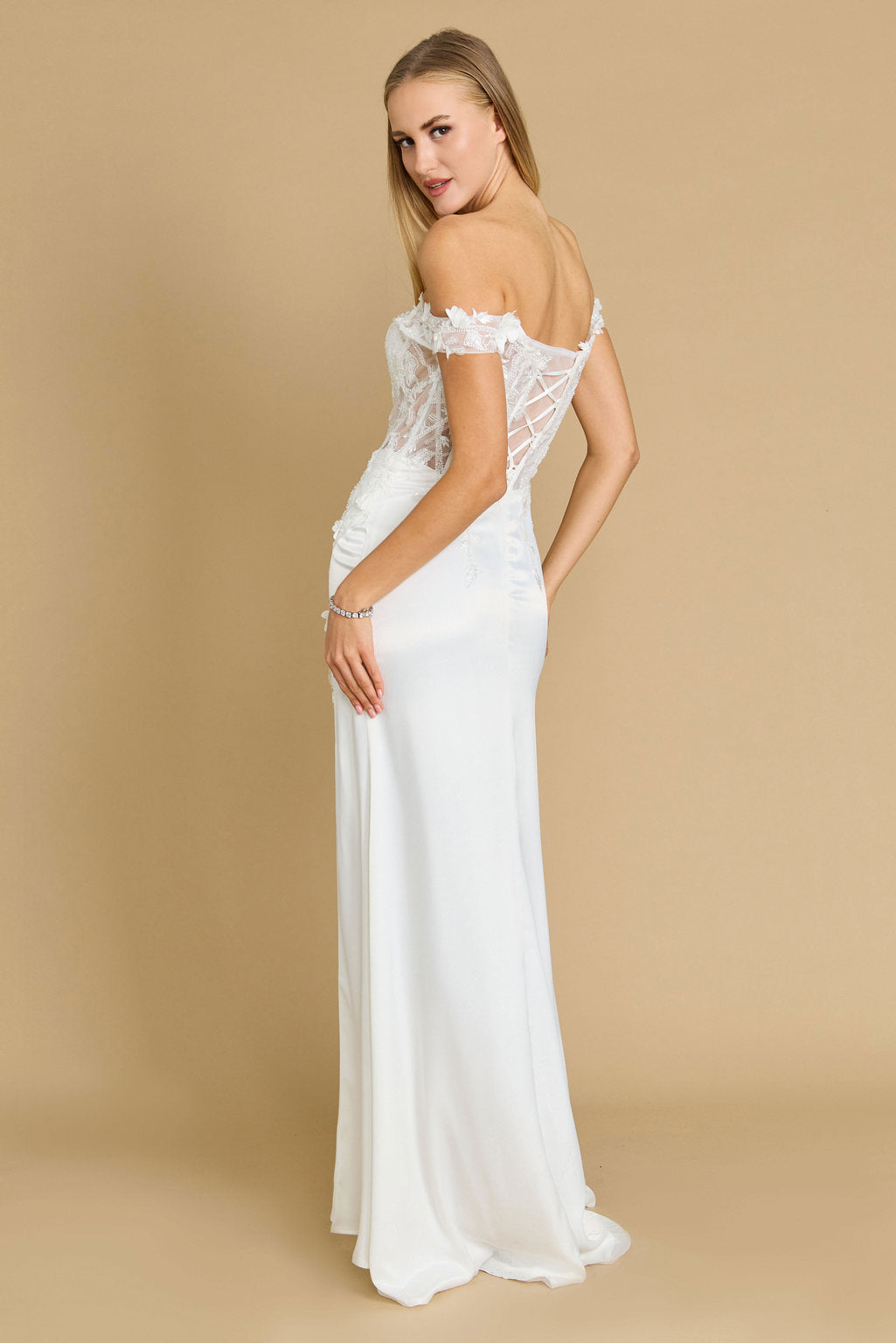 Fitted Corset Off the Shoulder Formal Prom Dress - Image 17