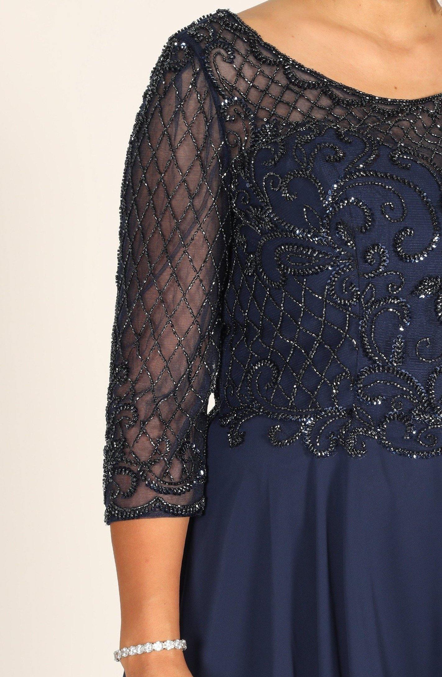 Hand Beaded Long Sleeve Mother of the Bride Dress - Image 10
