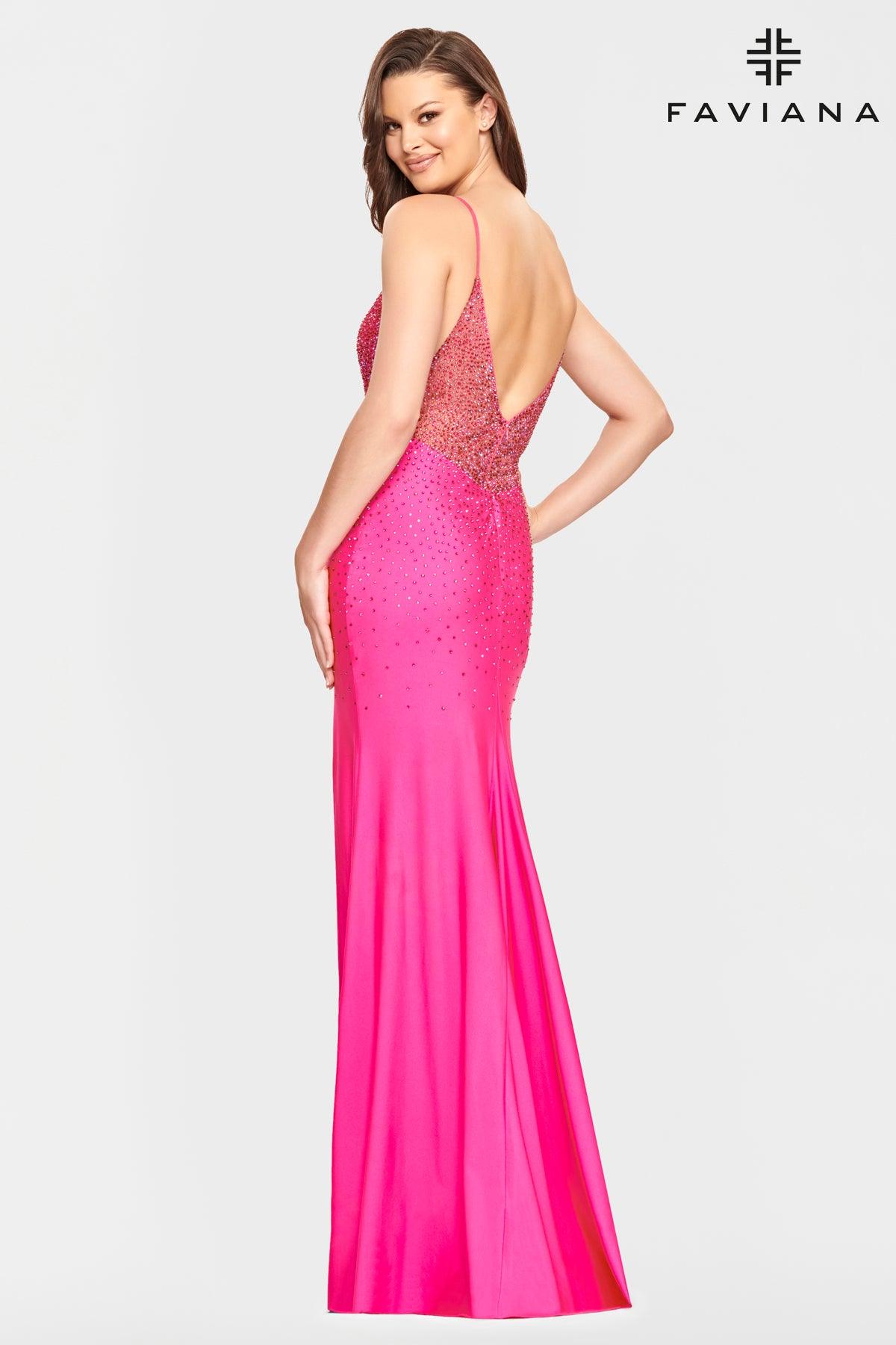 Faviana ES10894 Long Spaghetti Strap Prom Dress - Image 2