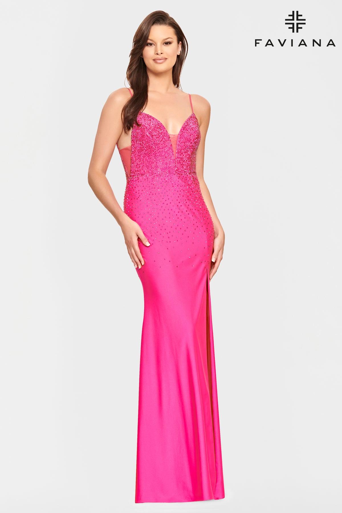 Faviana ES10894 Long Spaghetti Strap Prom Dress