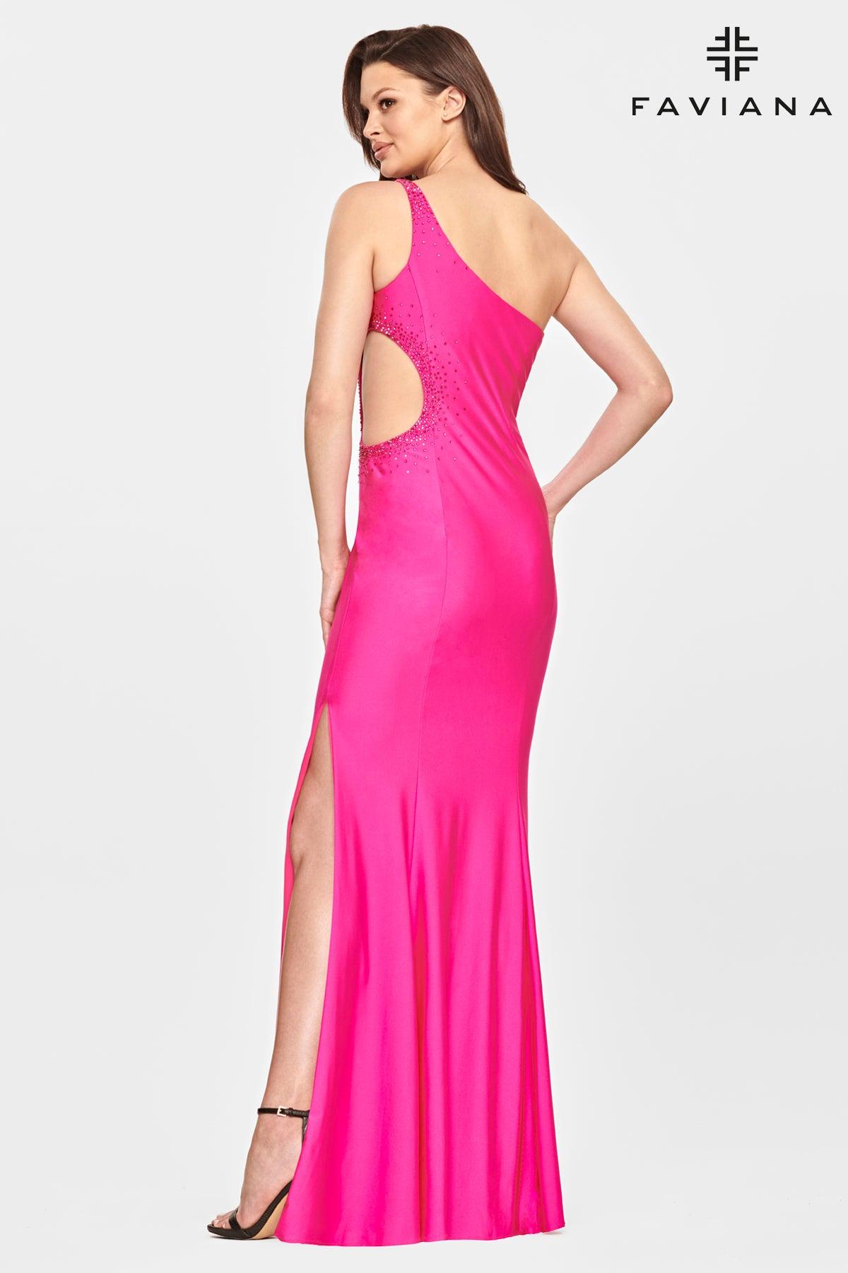 Faviana ES10896 Long Formal One Shoulder Prom Gown - Image 2