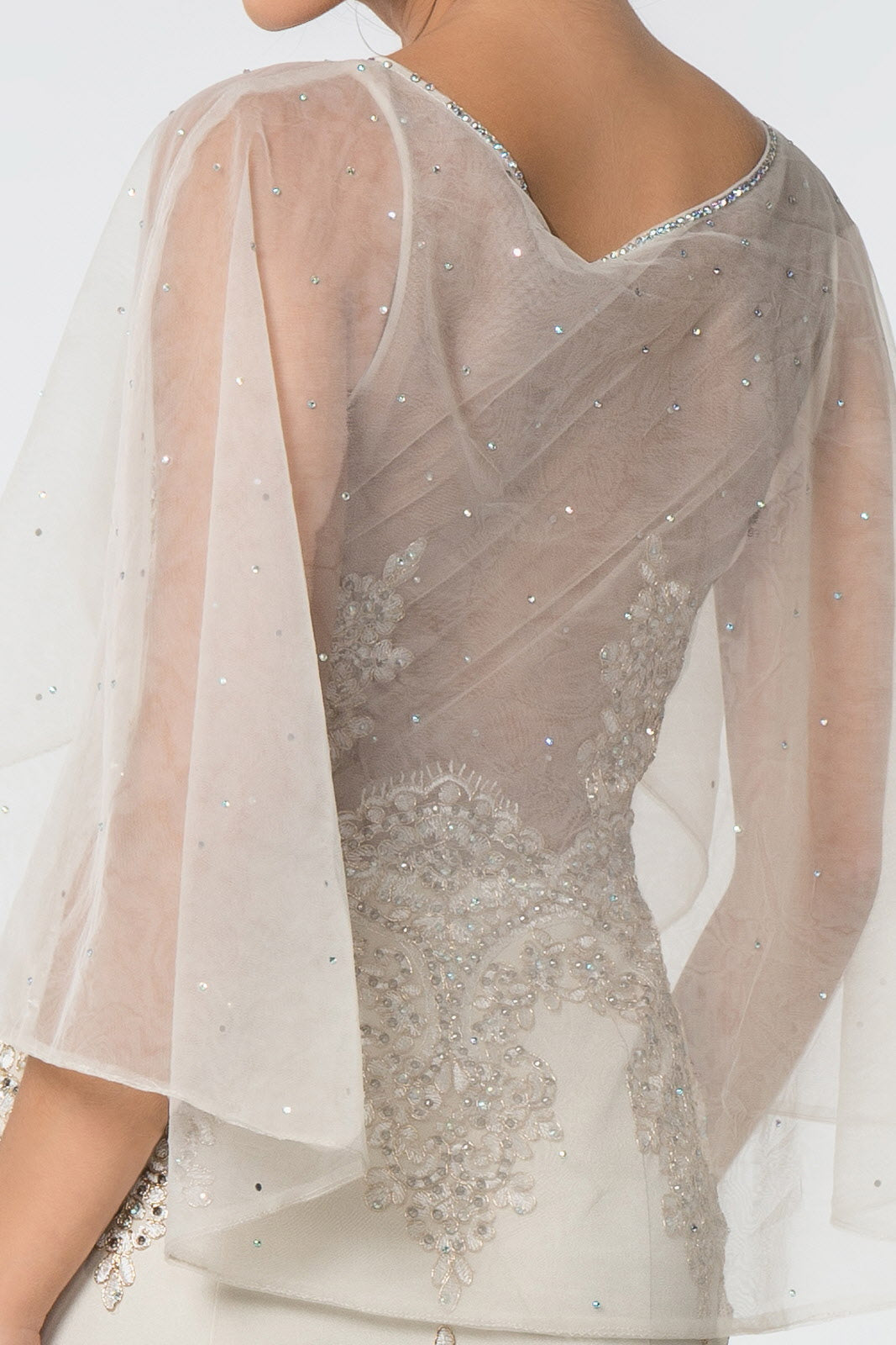 Long Formal Dress Evening Gown Cape Sleeves - Image 12