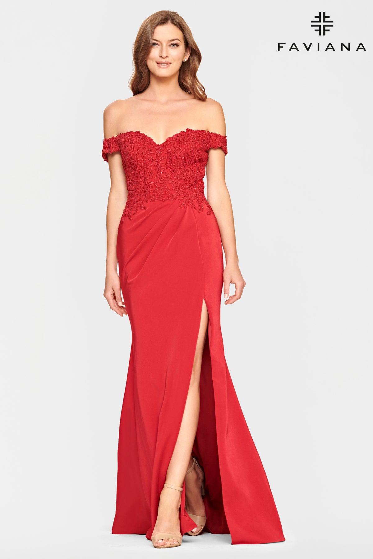 Faviana S10863 Long Off Shoulder Formal Prom Dress - Image 3