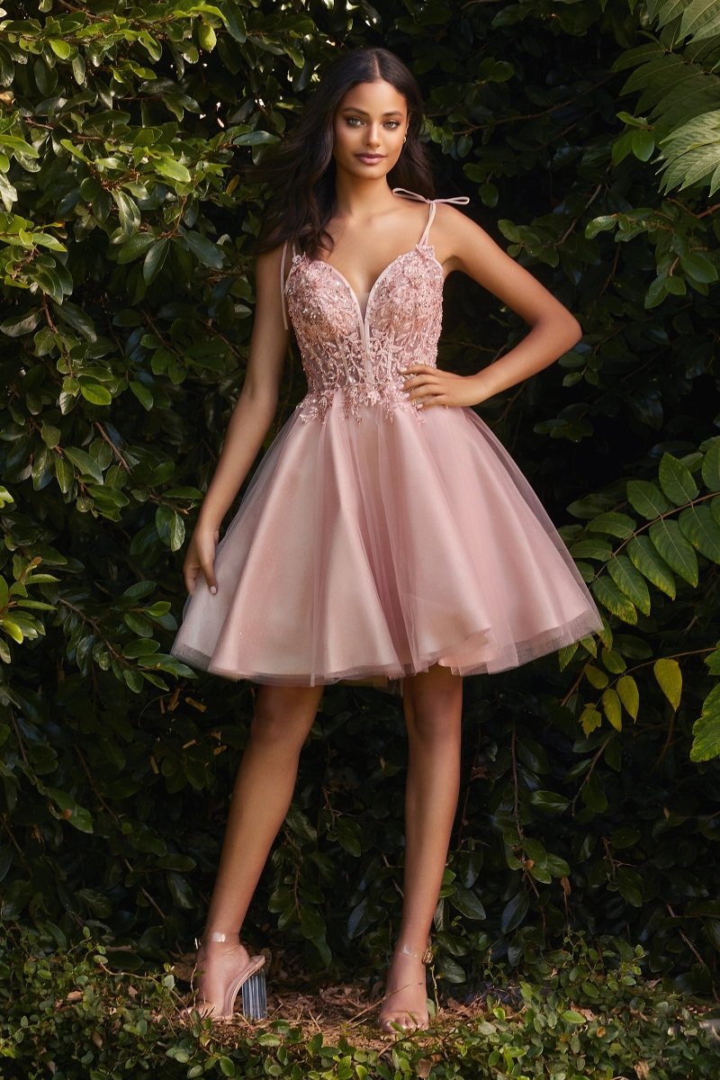 LaDivine CD0188 Embellished A Line Spaghetti Strap Short Prom Homecoming Dress - Image 2