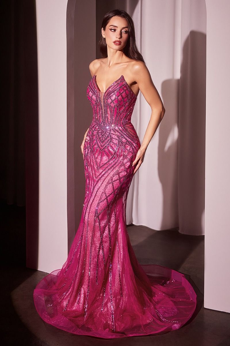 Formal Glitter Prom Fitted Long Dress LaDivine CC6018 - Image 9