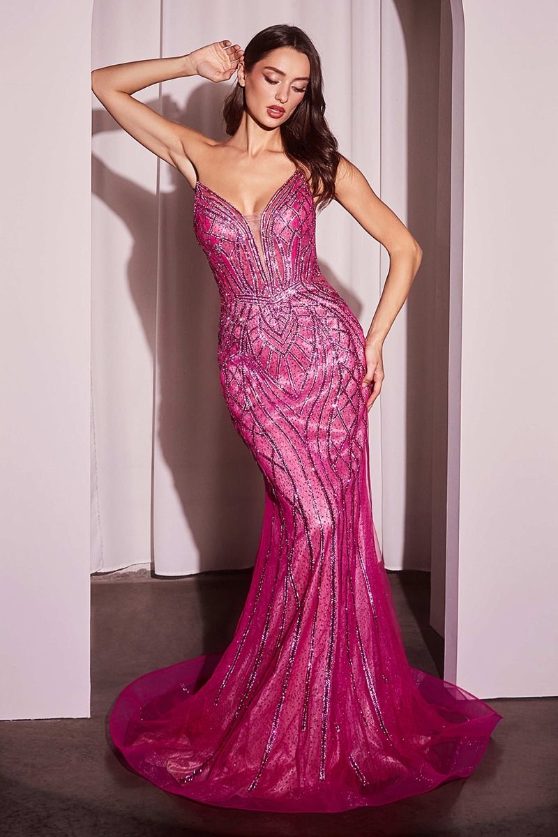 Formal Glitter Prom Fitted Long Dress LaDivine CC6018 - Image 11