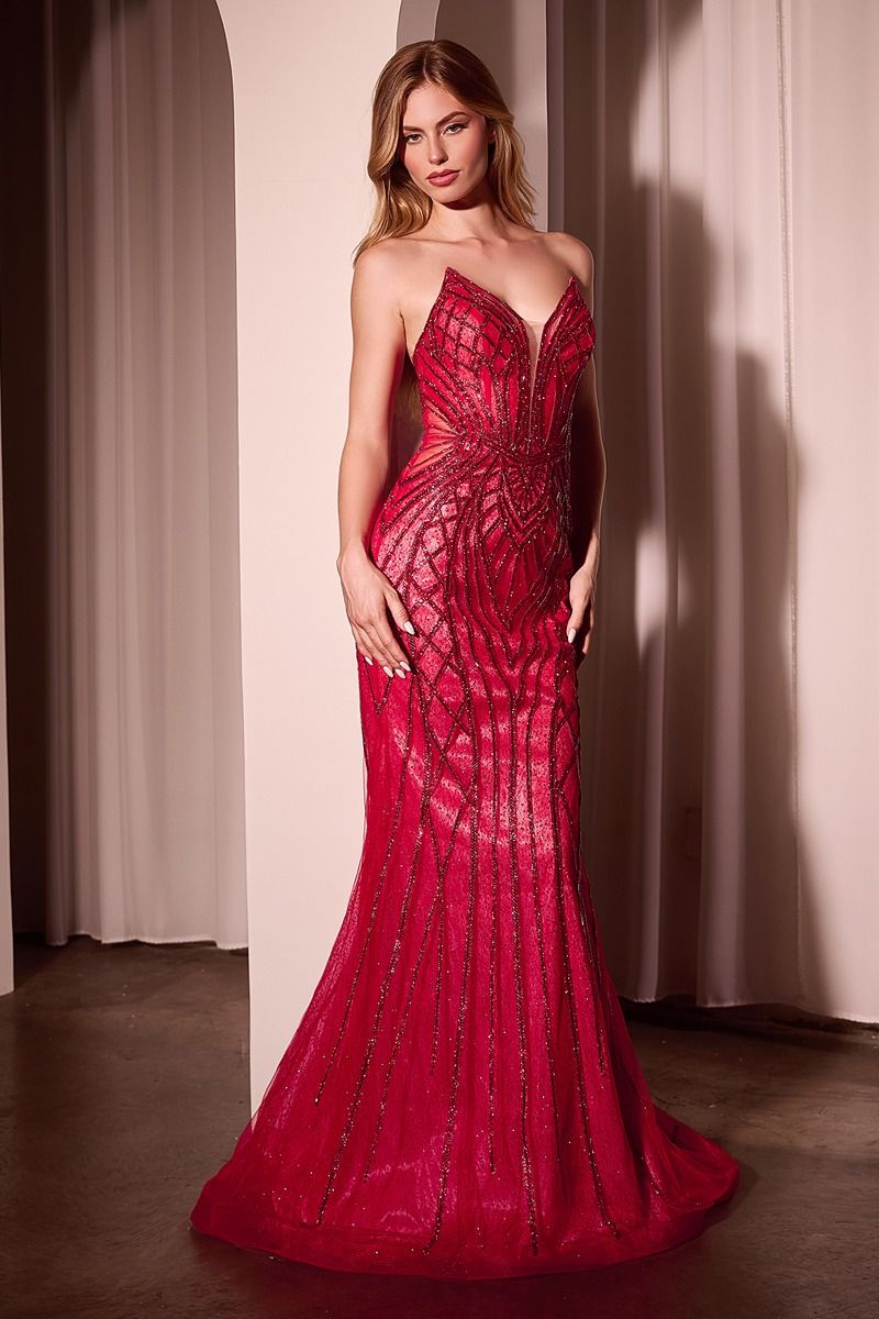 Formal Glitter Prom Fitted Long Dress LaDivine CC6018 - Image 14