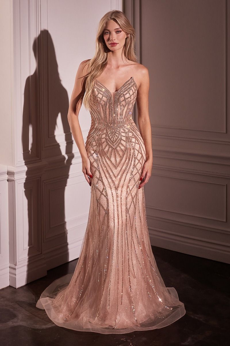 Formal Glitter Prom Fitted Long Dress LaDivine CC6018 - Image 16