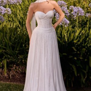 Strapless Floor-Length Chiffon Wedding A-Line Gown LaDivine CD414W