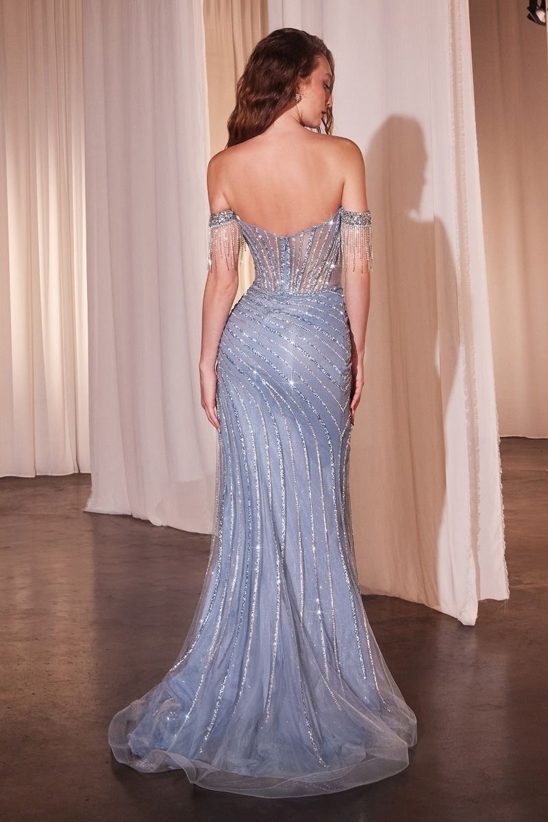 Long Fringe Beaded Prom Formal Dress by LaDivine CD848 - Image 10