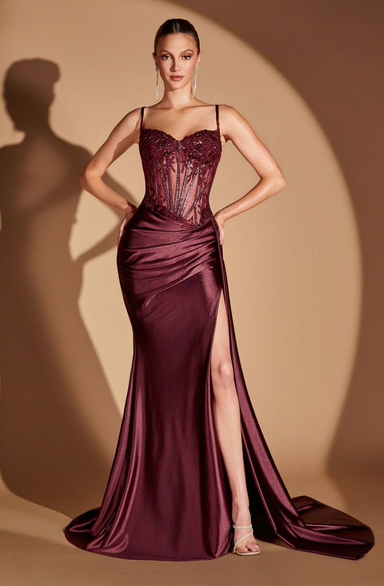 LaDivine CD868 Fitted Long Formal Prom Gown