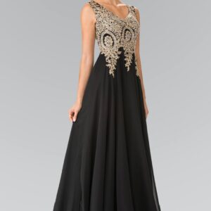 Embroidered Chiffon Long Prom Dress Formal