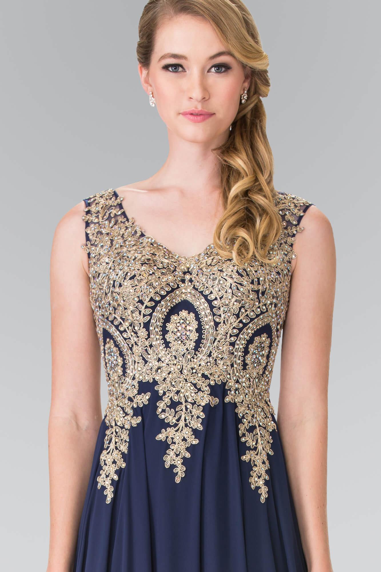 Embroidered Chiffon Long Prom Dress Formal - Image 8