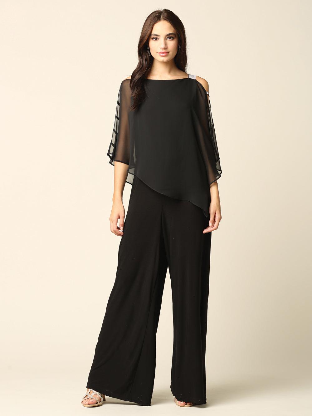Formal Chiffon Cape Overlay Jumpsuit - Image 4