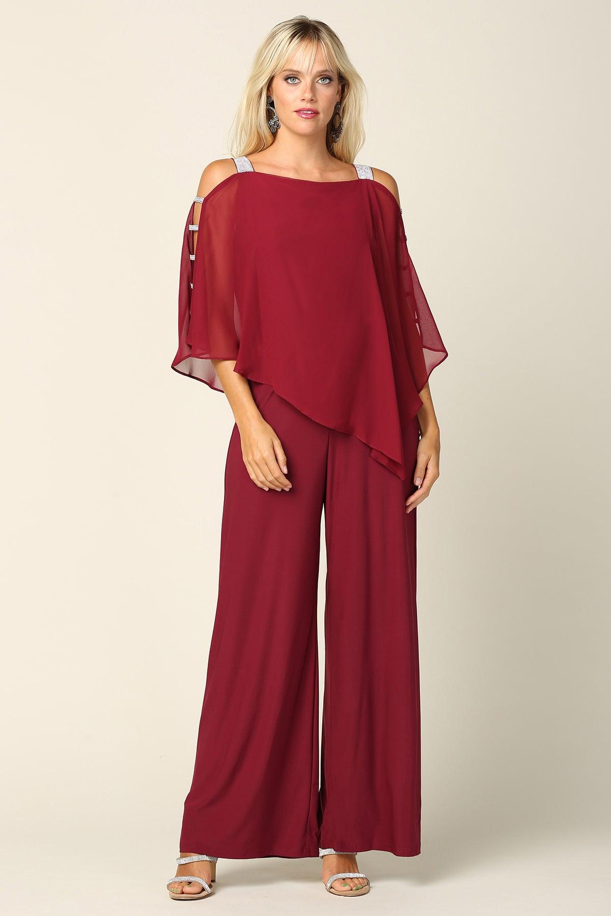 Formal Chiffon Cape Overlay Jumpsuit - Image 5