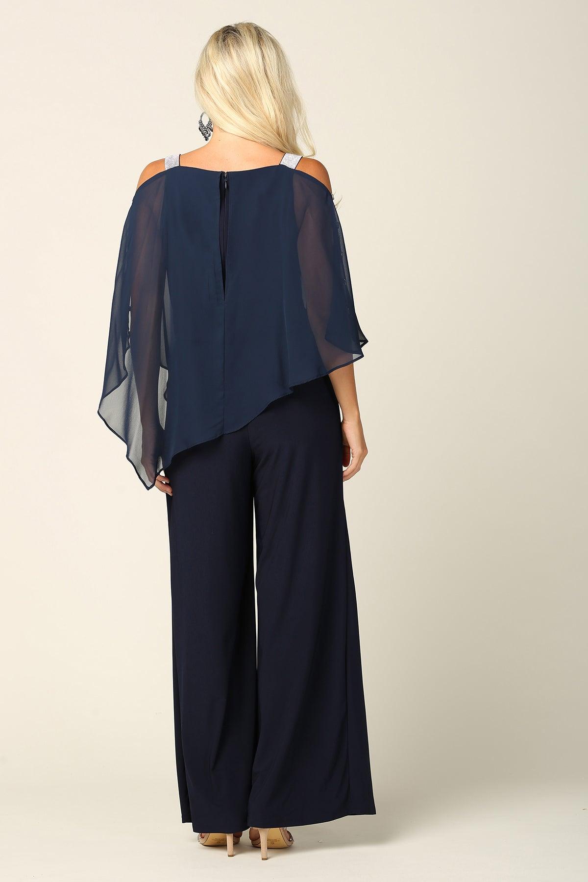 Formal Chiffon Cape Overlay Jumpsuit - Image 2