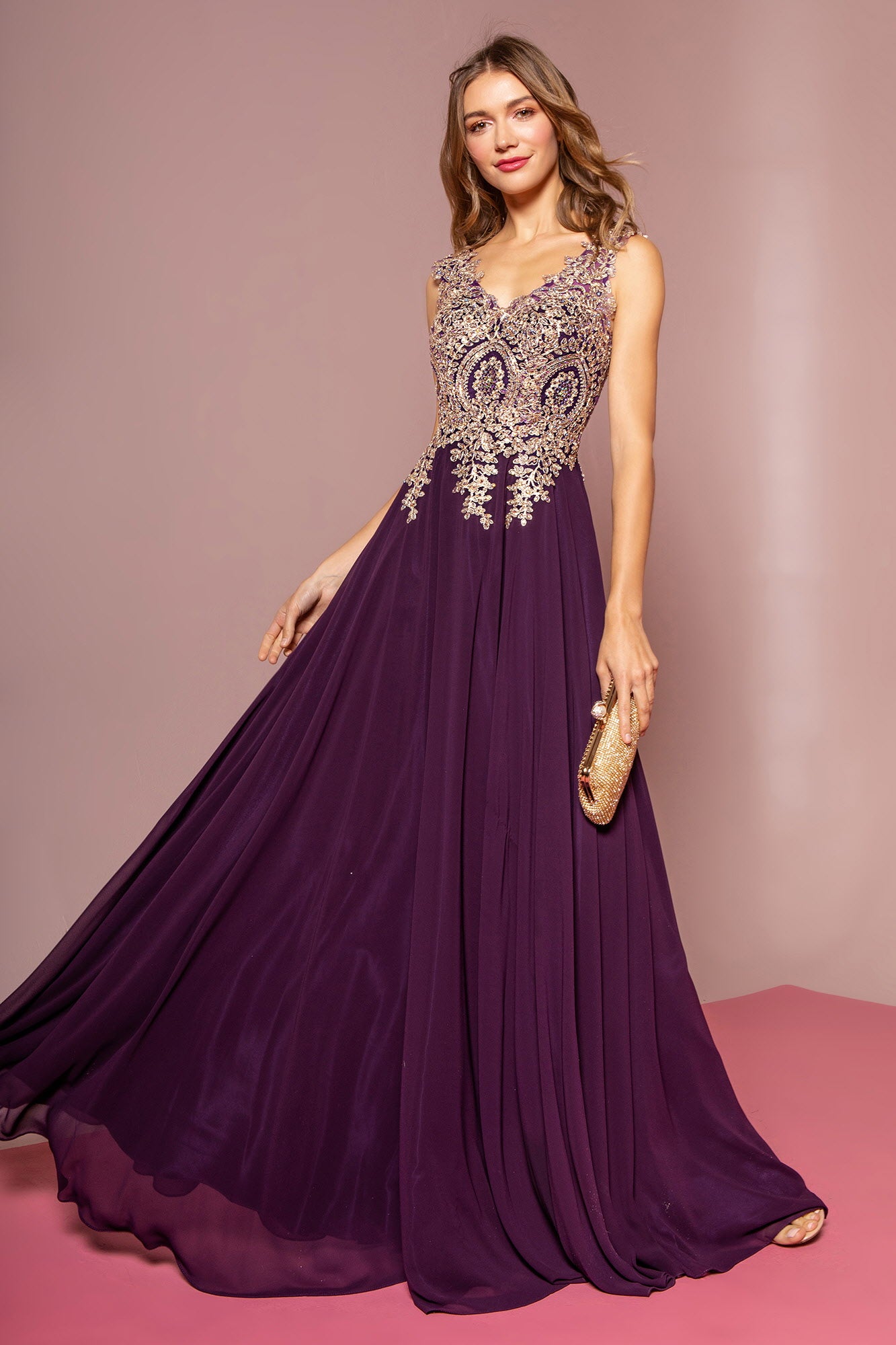 Embroidered Chiffon Long Prom Dress Formal - Image 25