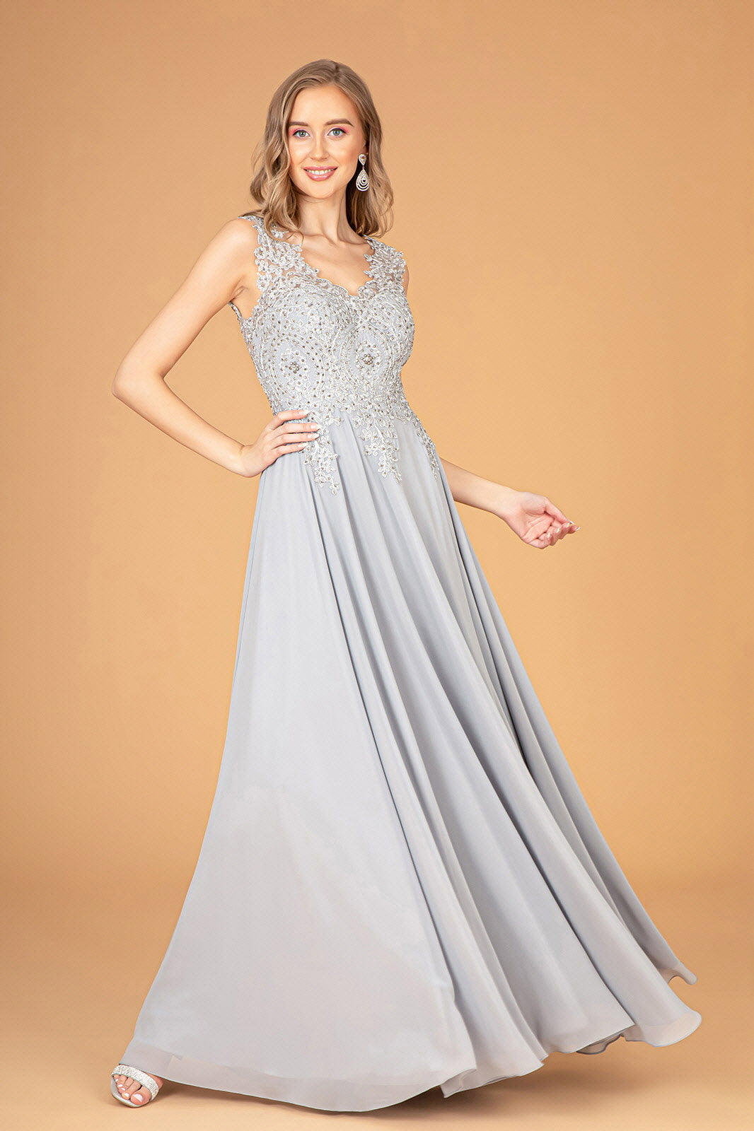 Embroidered Chiffon Long Prom Dress Formal - Image 27