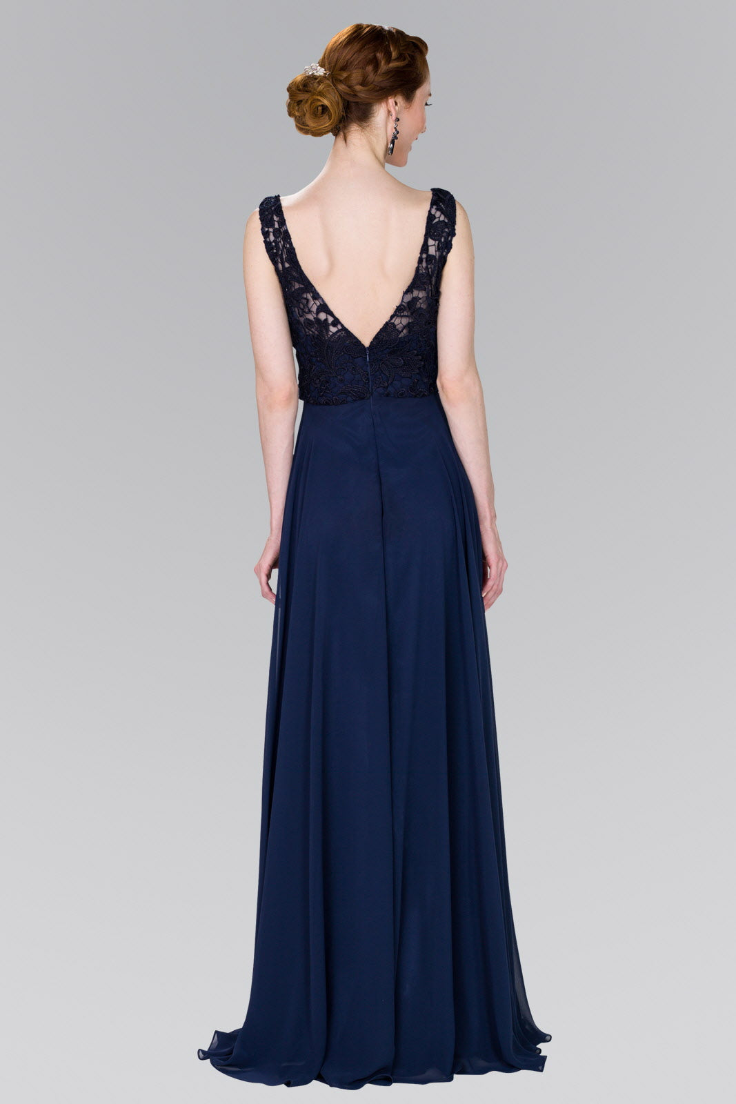 Lace Top Chiffon Long Formal Dress - Image 2
