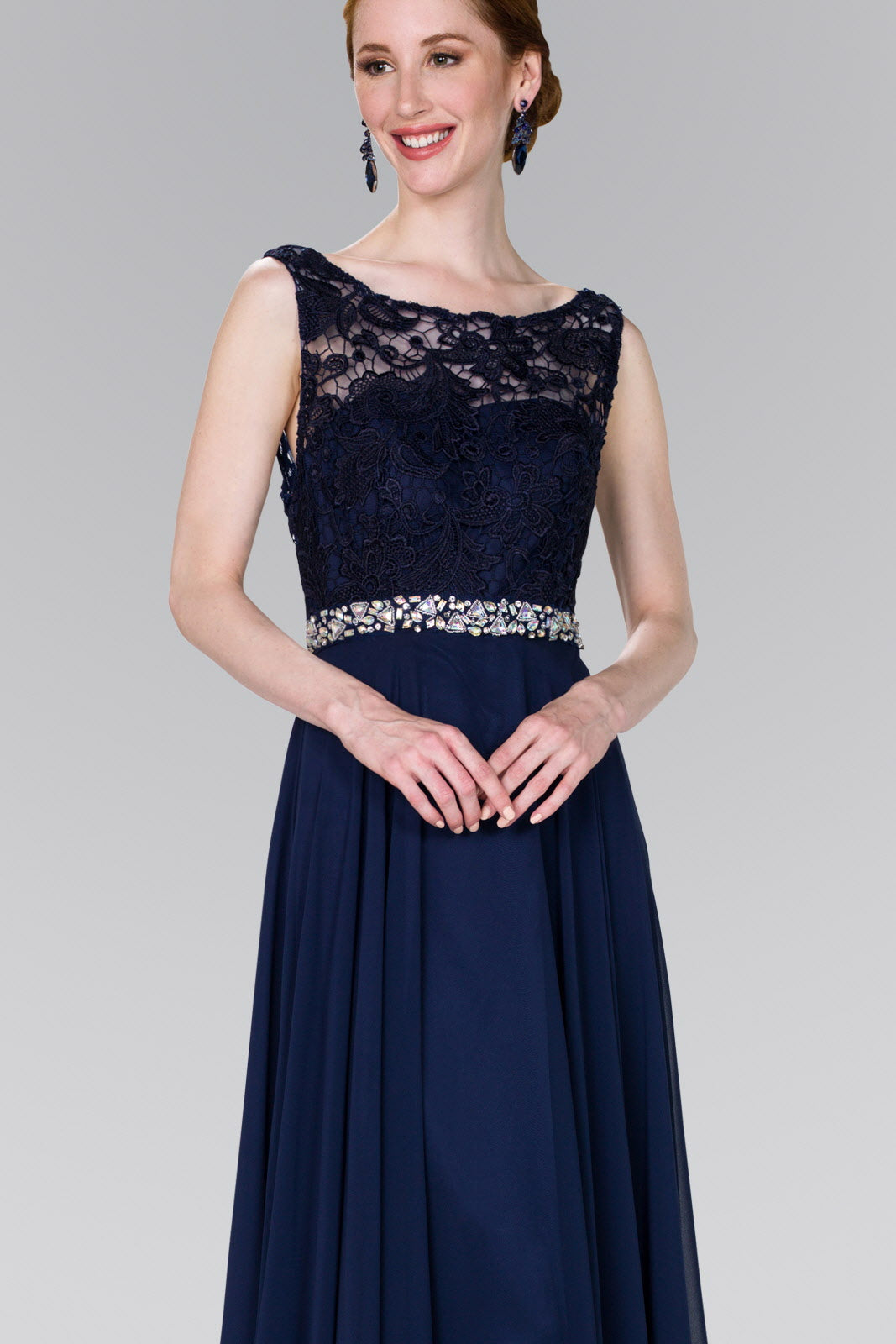 Lace Top Chiffon Long Formal Dress - Image 3