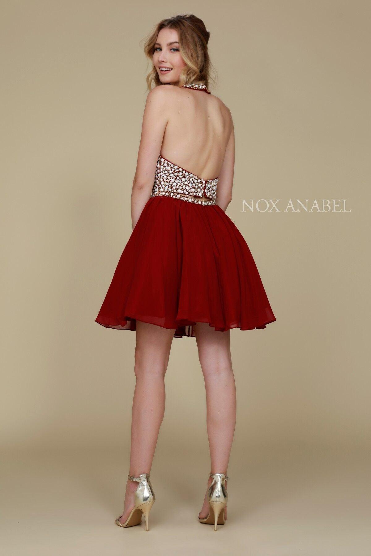 Homecoming Short Two Piece Set Beaded Halter Prom Dress - Image 2