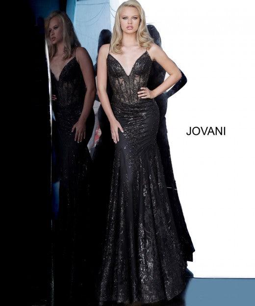 Prom Long Spaghetti Straps Mermaid Gown by Jovani 3675 - Image 11