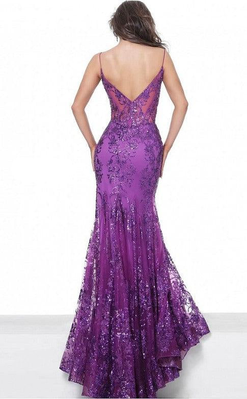 Prom Long Spaghetti Straps Mermaid Gown by Jovani 3675 - Image 4