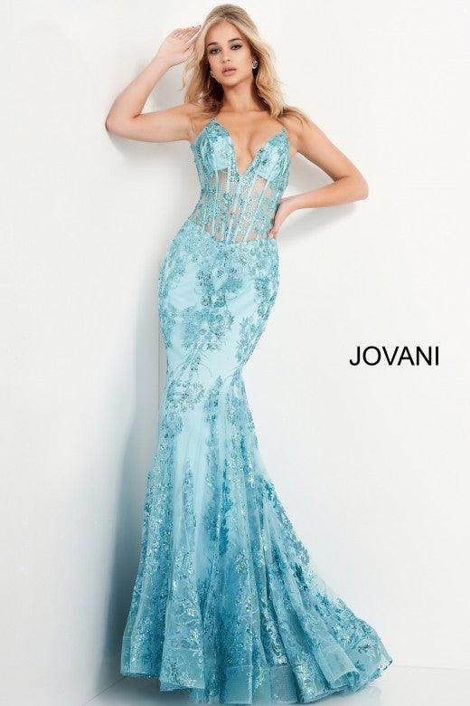 Prom Long Spaghetti Straps Mermaid Gown by Jovani 3675 - Image 15