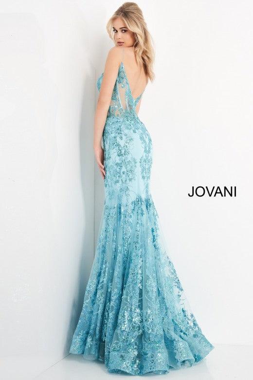 Prom Long Spaghetti Straps Mermaid Gown by Jovani 3675 - Image 16