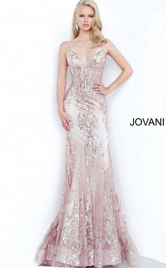 Prom Long Spaghetti Straps Mermaid Gown by Jovani 3675 - Image 9