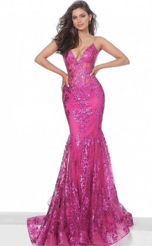 Prom Long Spaghetti Straps Mermaid Gown by Jovani 3675 - Image 2