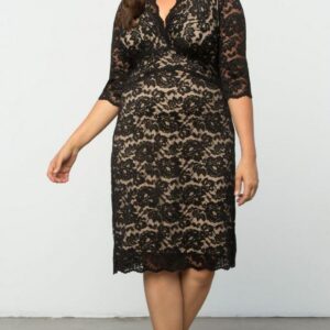 Kiyonna Scalloped Boudoir Lace Short Dress