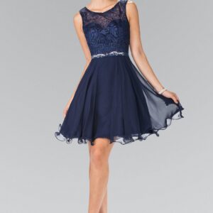 Lace Bodice A Line Short Graduation Dress