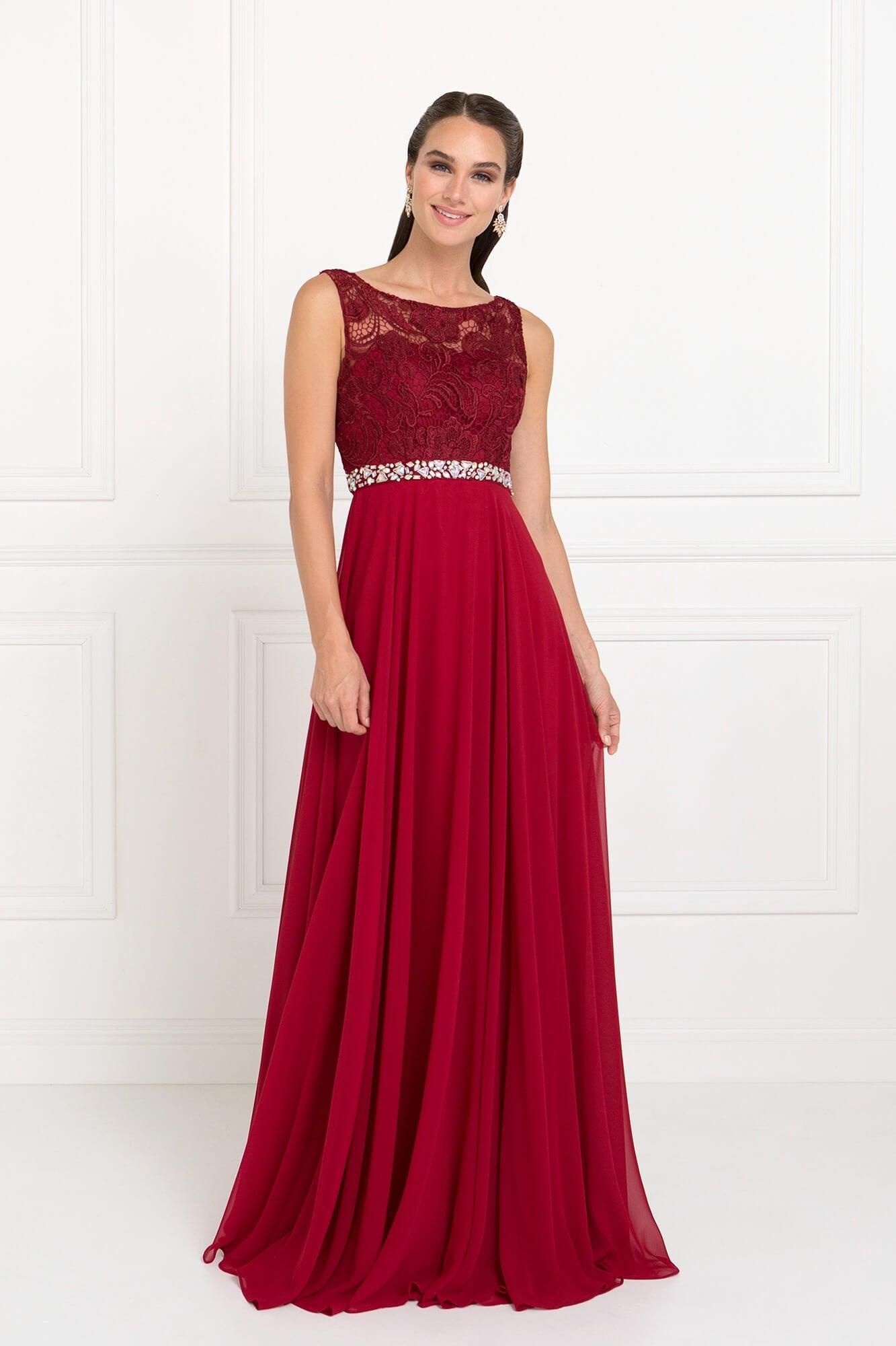 Lace Top Chiffon Long Formal Dress - Image 5