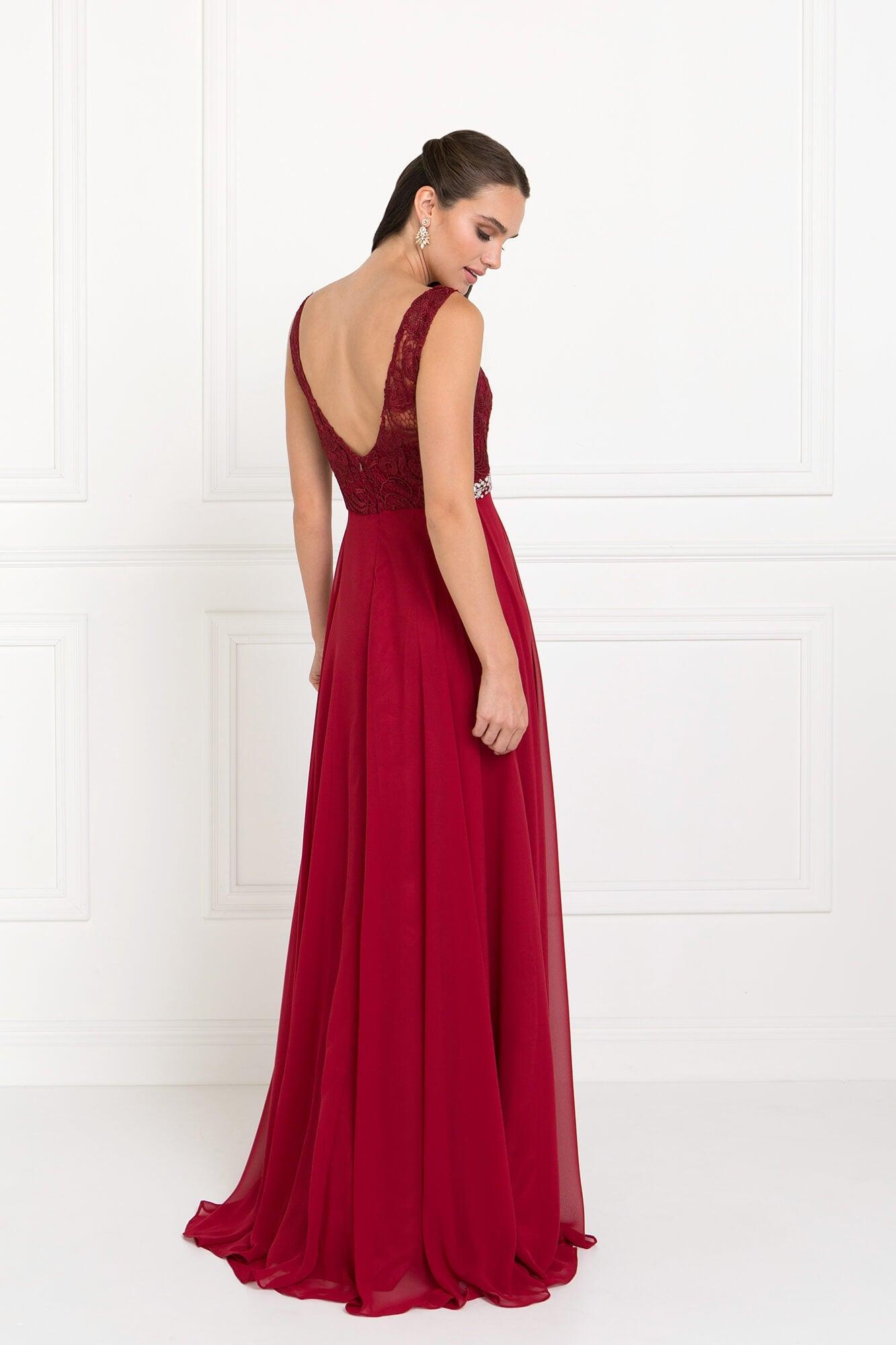 Lace Top Chiffon Long Formal Dress - Image 6