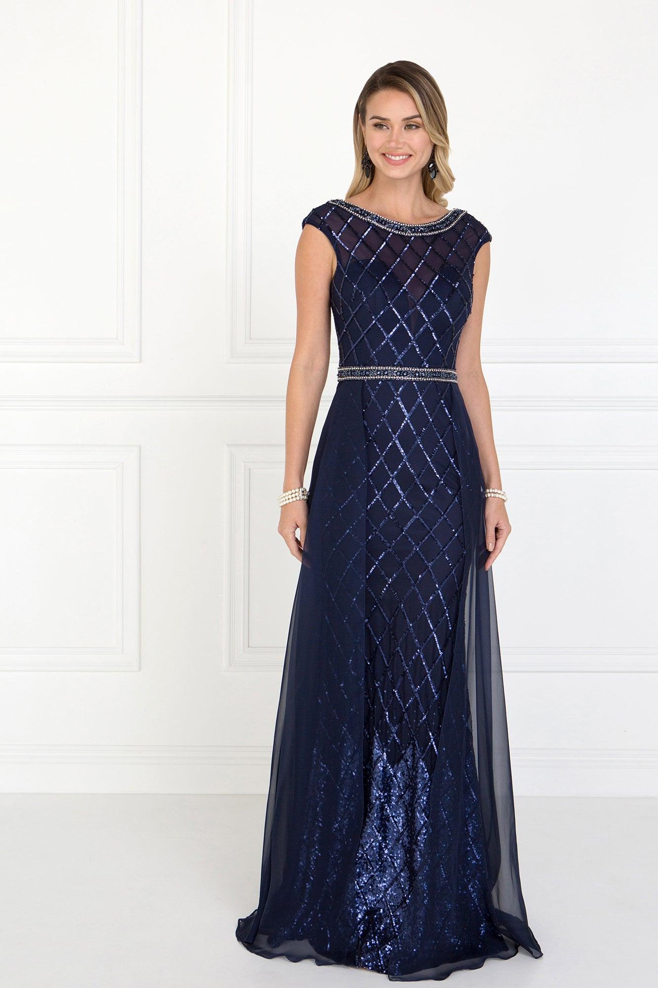 Long Evening Gown Prom Beaded Dress