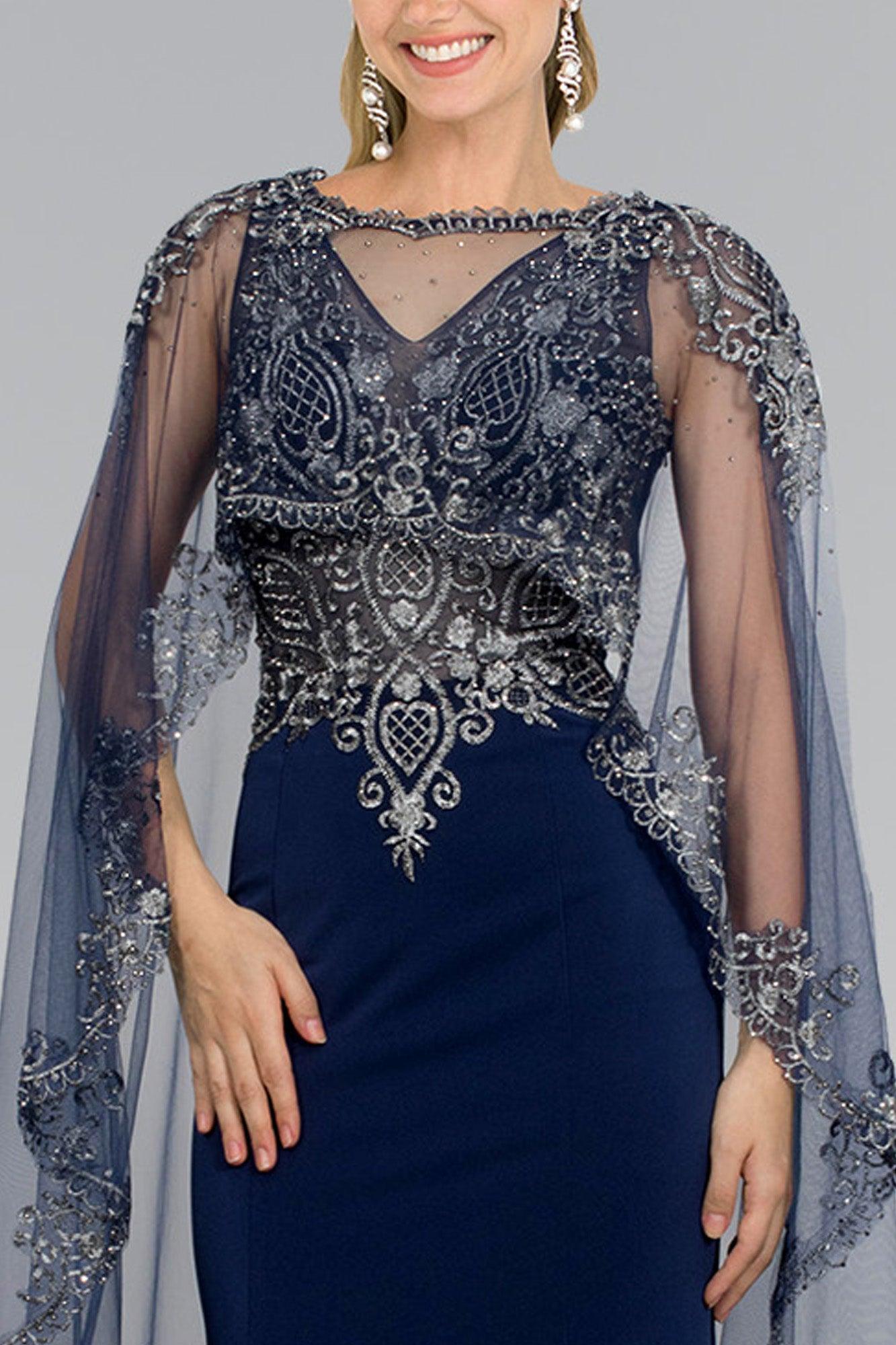 Long Evening Gown Prom Cape Dress - Image 3