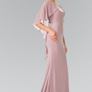 Long Evening Gown Prom Cape Sleeves Dress