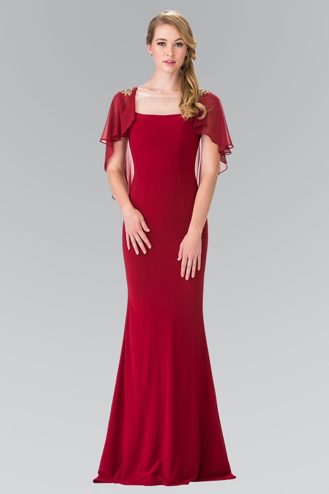 Long Evening Gown Prom Cape Sleeves Dress - Image 4
