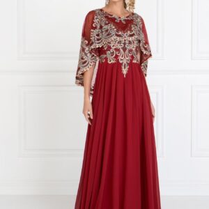 Long Formal Cape Sleeves Dress